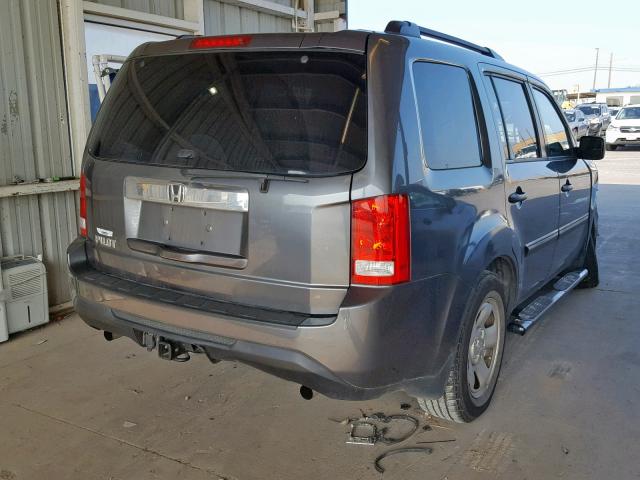 5FNYF3H23CB028728 - 2012 HONDA PILOT LX GRAY photo 4