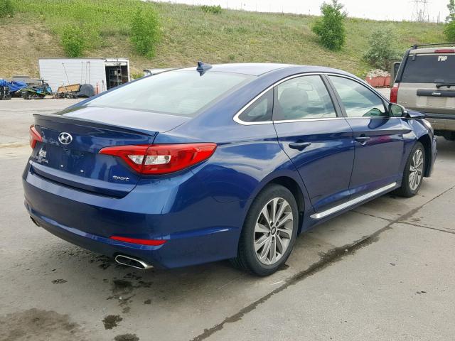 5NPE34AF0FH124062 - 2015 HYUNDAI SONATA SPO BLUE photo 4