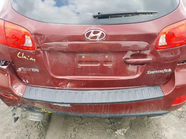 5NMSG13D97H032898 - 2007 HYUNDAI SANTA FE G RED photo 9