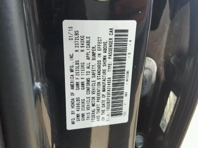 19UUB2F55FA014958 - 2015 ACURA TLX TECH CHARCOAL photo 10