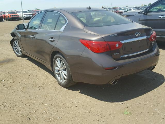 JN1BV7AR2EM697769 - 2014 INFINITI Q50 BASE BROWN photo 3