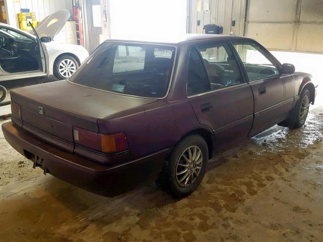 1HGED3640KA109157 - 1989 HONDA CIVIC DX MAROON photo 4