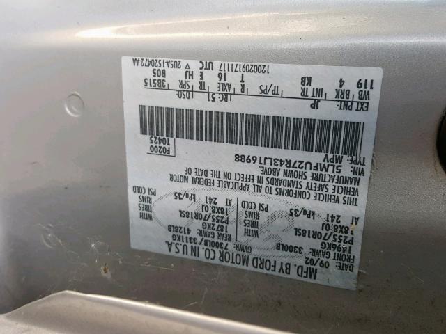 5LMFU27R43LJ16988 - 2003 LINCOLN NAVIGATOR ვერცხლისფერი ფოტო 10