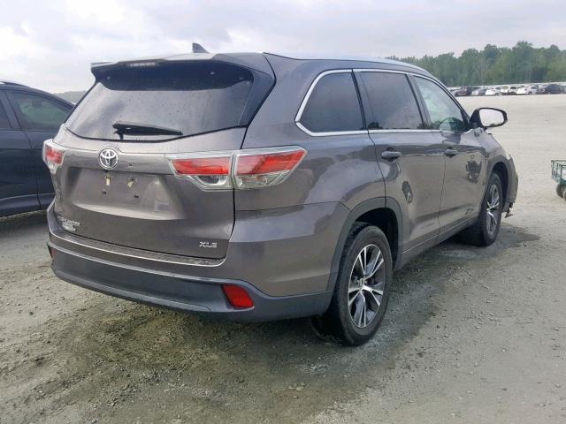 5TDKKRFH3GS157386 - 2016 TOYOTA HIGHLANDER GRAY photo 4