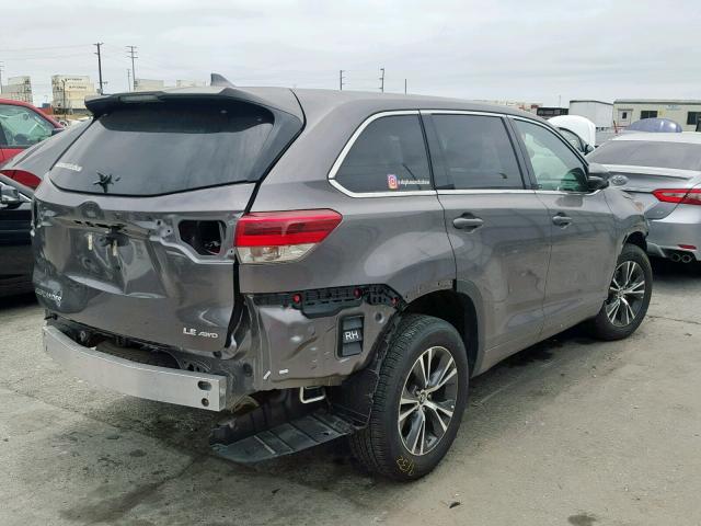 5TDBZRFH8JS866883 - 2018 TOYOTA HIGHLANDER GRAY photo 4