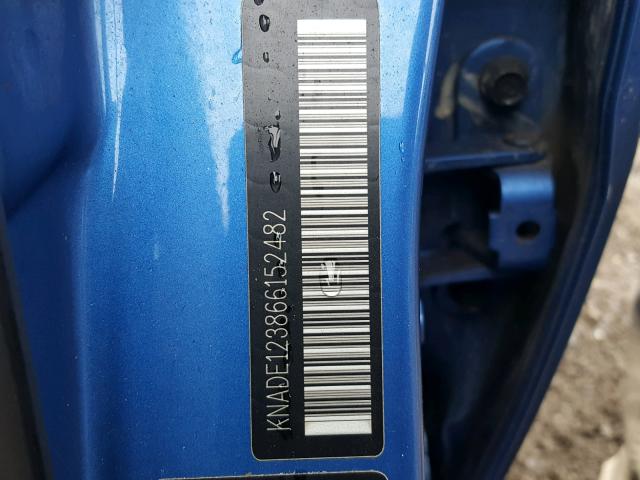 KNADE123866152482 - 2006 KIA RIO BLUE photo 10