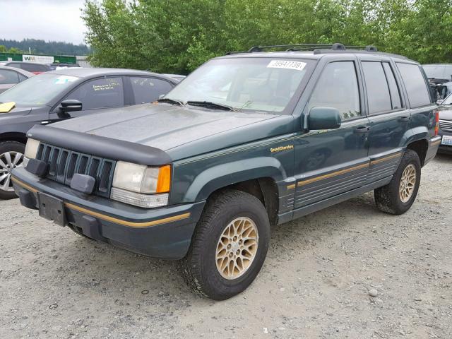 1J4GZ78Y8PC664394 - 1993 JEEP GRAND CHER GREEN photo 2