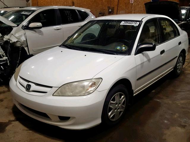 2HGES16355H628390 - 2005 HONDA CIVIC DX V WHITE photo 2