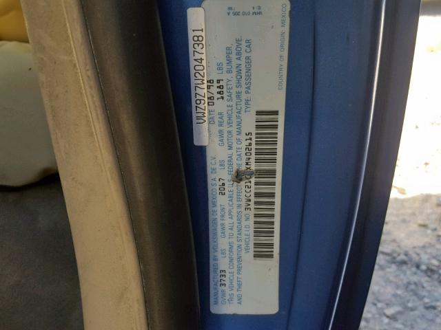 3VWCC21C0XM402615 - 1999 VOLKSWAGEN NEW BEETLE ლურჯი ფოტო 10