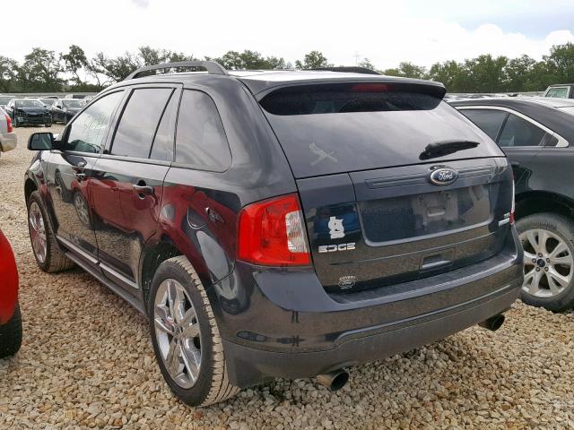 2FMDK3J99DBB14301 - 2013 FORD EDGE SEL BLACK photo 3