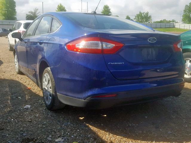 3FA6P0G70ER255513 - 2014 FORD FUSION S BLUE photo 3