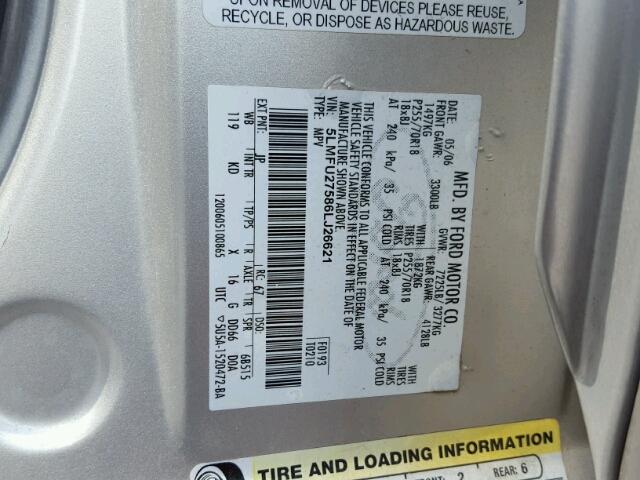 5LMFU27586LJ26621 - 2006 LINCOLN NAVIGATOR Күміс фото 10