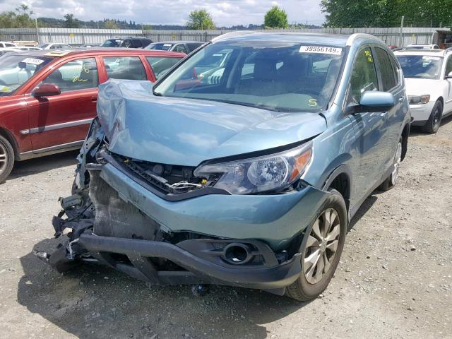 5J6RM4H78DL050213 - 2013 HONDA CR-V EXL BLUE photo 2