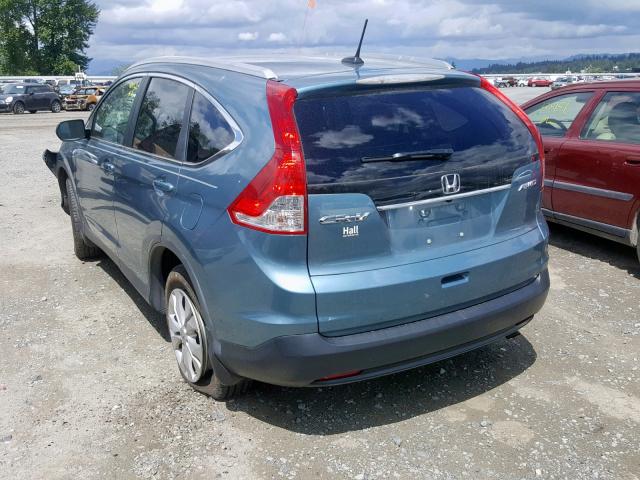 5J6RM4H78DL050213 - 2013 HONDA CR-V EXL BLUE photo 3