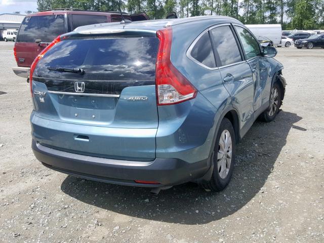 5J6RM4H78DL050213 - 2013 HONDA CR-V EXL BLUE photo 4