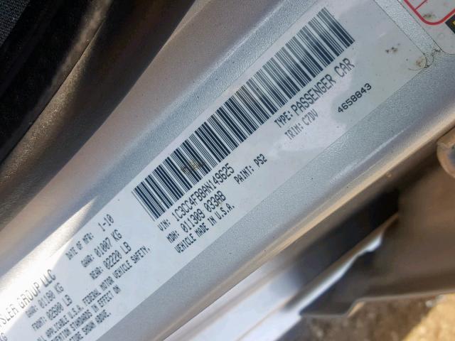 1C3CC4FB8AN149625 - 2010 CHRYSLER SEBRING TO SILVER photo 10