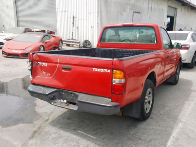 5TENL42NX4Z326892 - 2004 TOYOTA TACOMA RED photo 4