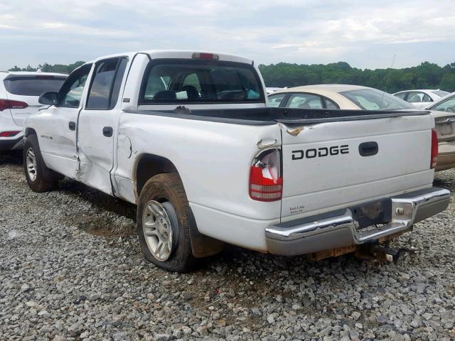 1B7GL2AX91S169050 - 2001 DODGE DAKOTA QUA WHITE photo 3