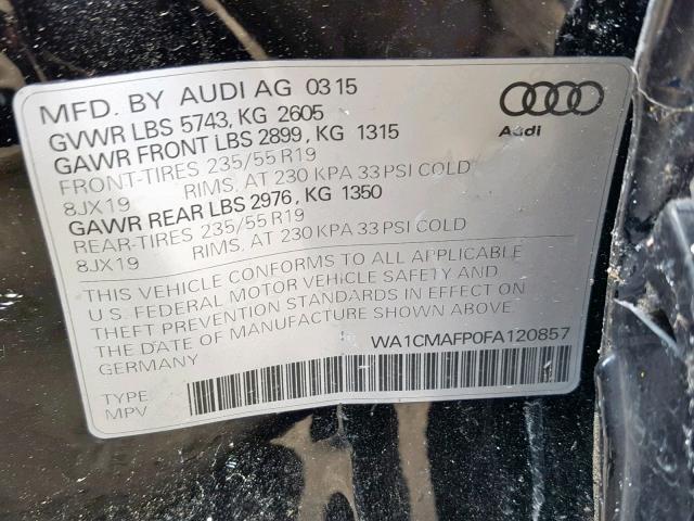 WA1CMAFP0FA120857 - 2015 AUDI Q5 TDI BLACK photo 10