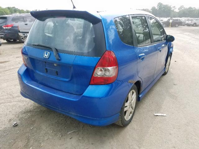 JHMGD386X7S017785 - 2007 HONDA FIT S BLUE photo 4