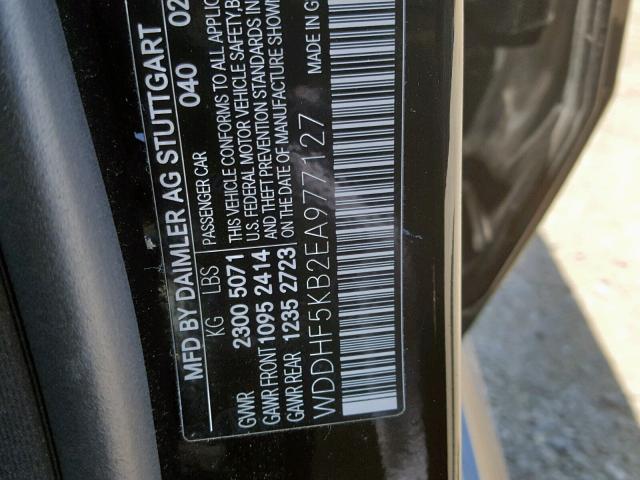 WDDHF5KB2EA977127 - 2014 MERCEDES-BENZ E 350 BLACK photo 10