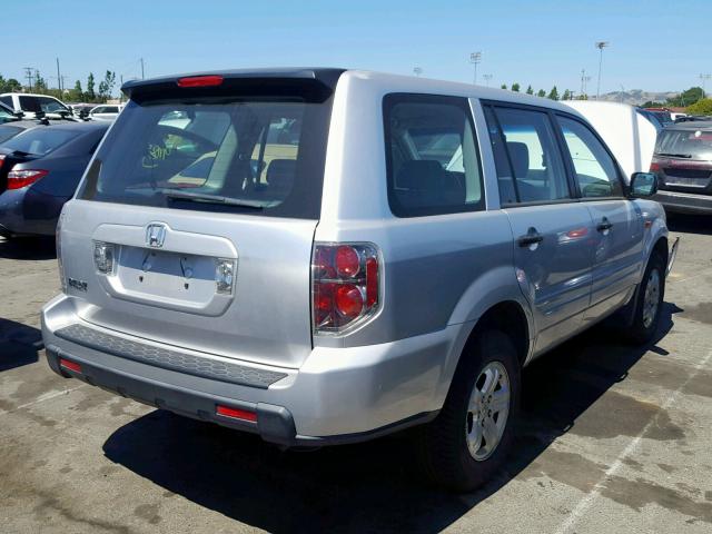 5FNYF28177B038217 - 2007 HONDA PILOT LX SILVER photo 4