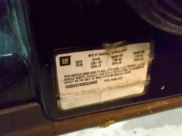 1G6DC67A550234820 - 2005 CADILLAC STS BLACK photo 10