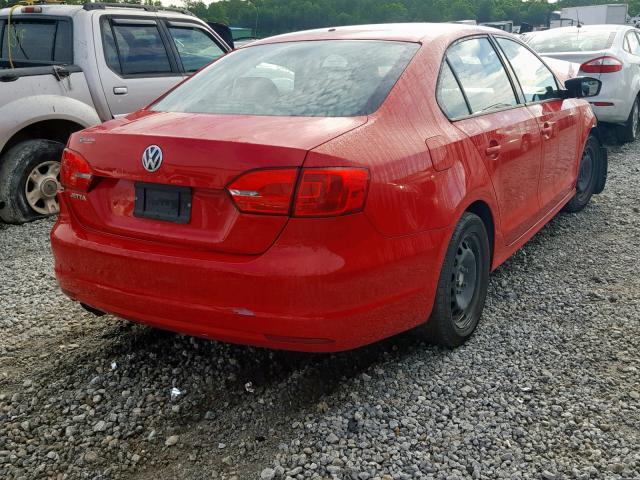 3VW2K7AJ9CM395636 - 2012 VOLKSWAGEN JETTA BASE RED photo 4