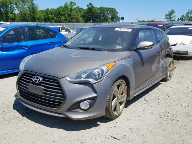 KMHTC6AE4DU169207 - 2013 HYUNDAI VELOSTER T GRAY photo 2