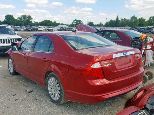 3FADP0L36BR319270 - 2011 FORD FUSION HYB MAROON photo 3