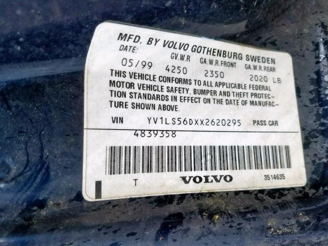 YV1LS56DXX2620295 - 1999 VOLVO S70 GLT BLUE photo 10