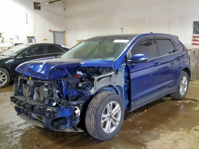 2FMTK4J82FBB91054 - 2015 FORD EDGE SEL BLUE photo 2