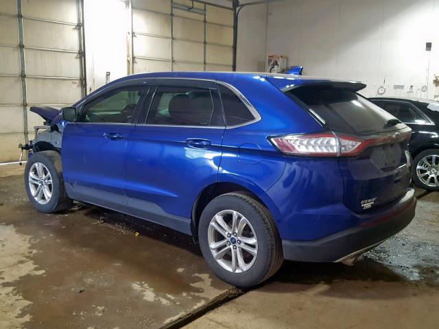 2FMTK4J82FBB91054 - 2015 FORD EDGE SEL BLUE photo 3