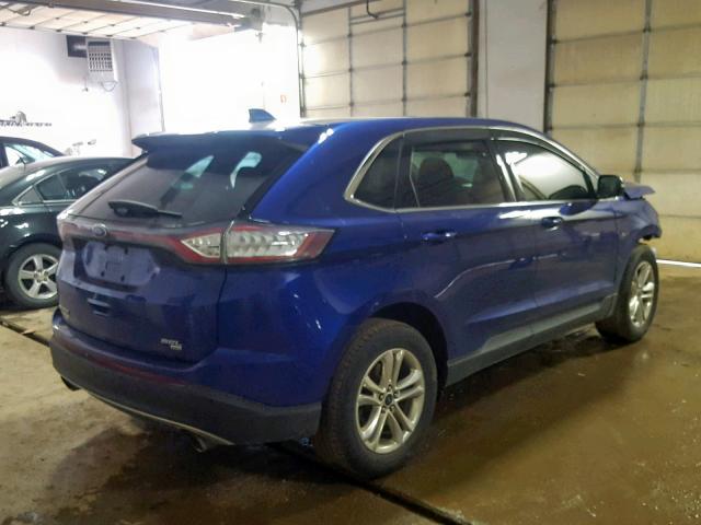 2FMTK4J82FBB91054 - 2015 FORD EDGE SEL BLUE photo 4