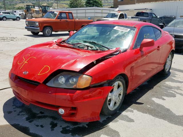 KMHHM65D93U103402 - 2003 HYUNDAI TIBURON RED photo 2