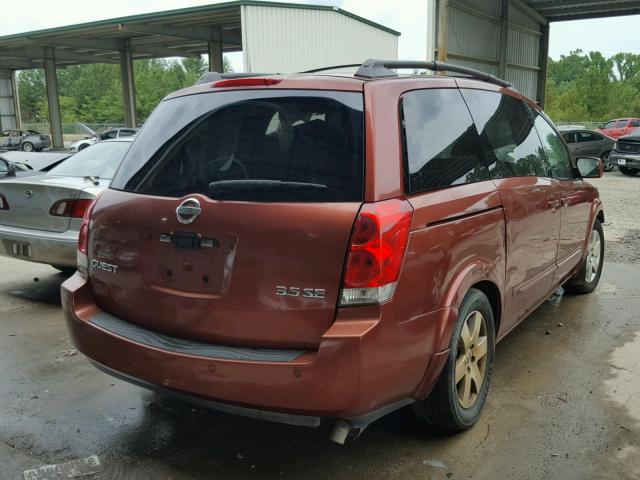 5N1BV28U84N331927 - 2004 NISSAN QUEST S BURGUNDY photo 4