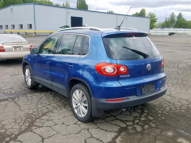 WVGBV7AX8AW003138 - 2010 VOLKSWAGEN TIGUAN SE BLUE photo 3