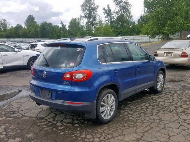 WVGBV7AX8AW003138 - 2010 VOLKSWAGEN TIGUAN SE BLUE photo 4