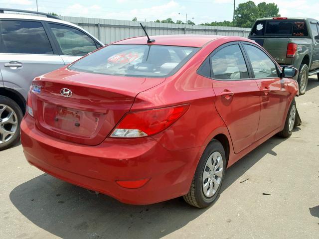 KMHCT4AE8GU062265 - 2016 HYUNDAI ACCENT SE RED photo 4