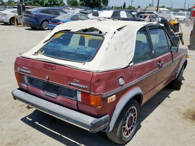 WVWCA0154GK011487 - 1986 VOLKSWAGEN CABRIOLET MAROON photo 4