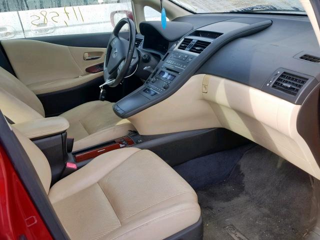 JTHBB1BA8A2002940 - 2010 LEXUS HS 250H RED photo 5