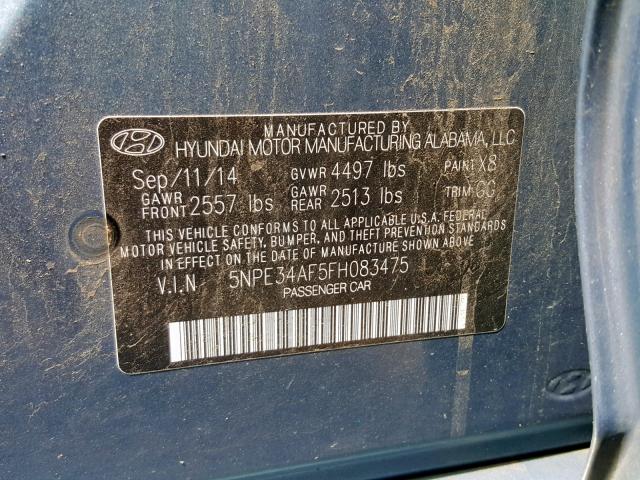 5NPE34AF5FH083475 - 2015 HYUNDAI SONATA SPO BLUE photo 10