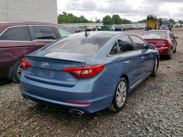 5NPE34AF5FH083475 - 2015 HYUNDAI SONATA SPO BLUE photo 4