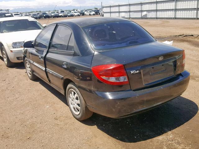 KNADC125536234236 - 2003 KIA RIO BLACK photo 3