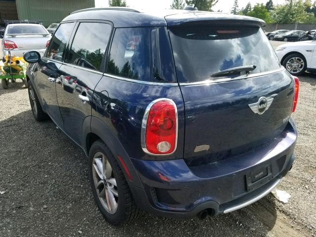 WMWZC5C52BWL53145 - 2011 MINI COOPER S C BLUE photo 3