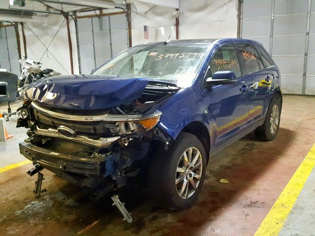 2FMDK4JC6DBA39378 - 2013 FORD EDGE SEL BLUE photo 2