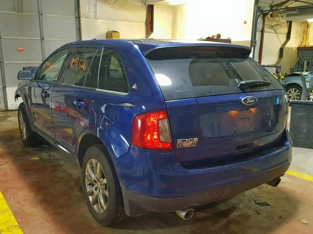 2FMDK4JC6DBA39378 - 2013 FORD EDGE SEL BLUE photo 3