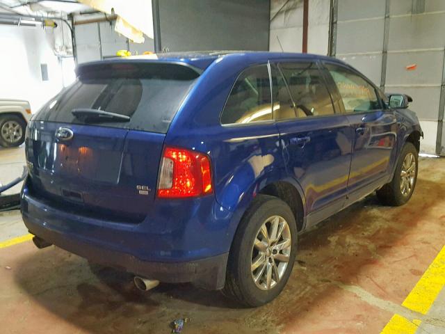 2FMDK4JC6DBA39378 - 2013 FORD EDGE SEL BLUE photo 4