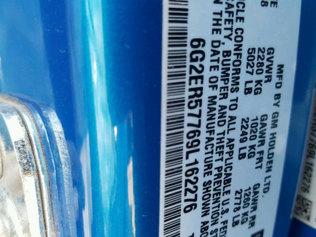 6G2ER57769L162276 - 2009 PONTIAC G8 BLUE photo 10