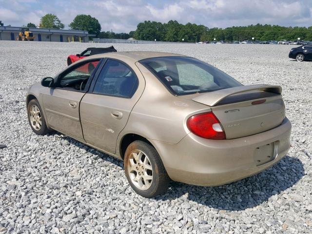 1B3ES56CX2D509993 - 2002 DODGE NEON ES GOLD photo 3